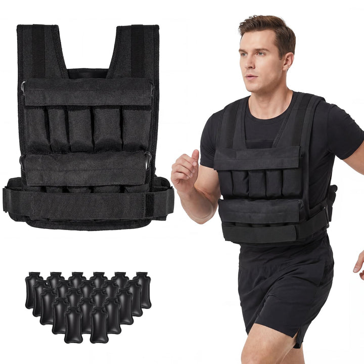 COSTWAY Gewichtsweste 20/30 kg, Brustgrösse Verstellbar, Trainingsweste mit abnehmbaren Eisensandsäc