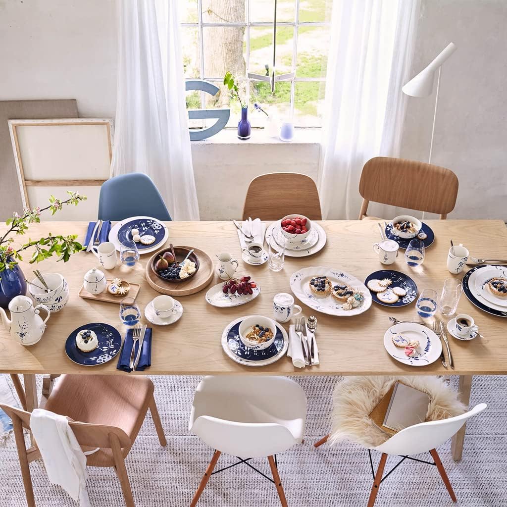 Villeroy und Boch Vieux Luxembourg Zuckerdose, Premium Porzellan, Weiss/Blau 11.2 x 15 x 3 cm Klassi