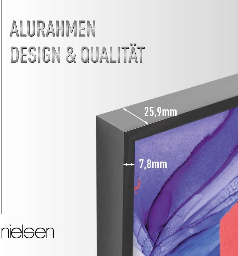 nielsen Aluminium Bilderrahmen Alpha, 50x70 cm, Dunkelgrau Glanz Dunkelgrau Glanz 50 x 70 cm, Dunkel