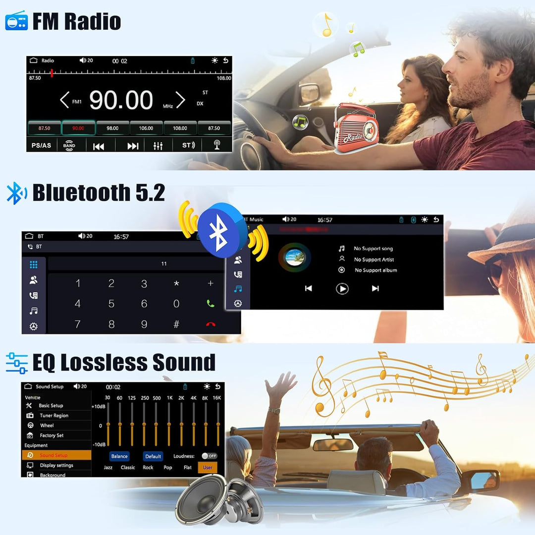 CAMECHO Autoradio 1 Din Wireless CarPlay mit 6 Zoll Bildschirm Android Auto Radio Touchscreen mit Bl