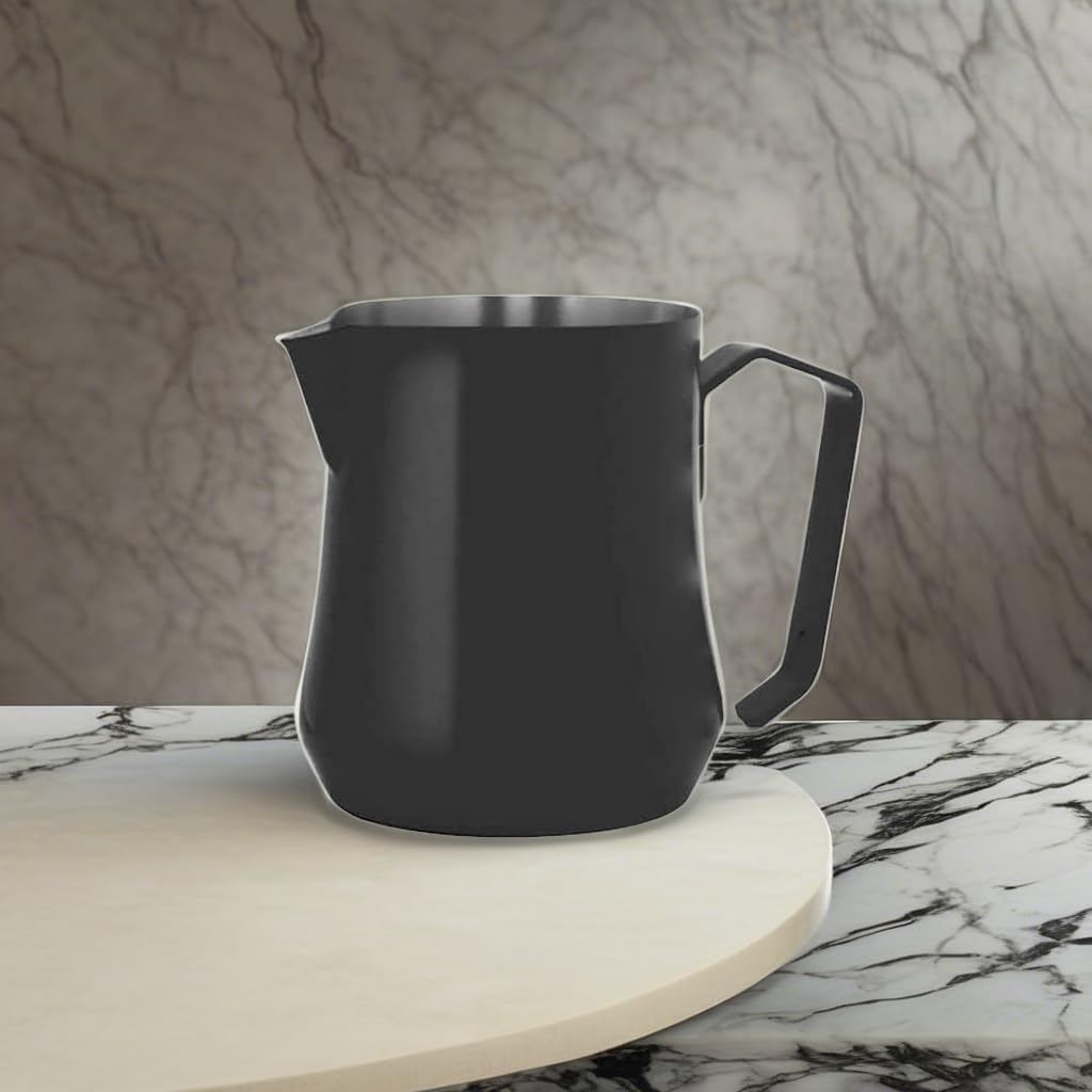 Metallurgica Motta Milchaufschäumer, Edelstahl, Tulpenform, 480 ml, Schwarz