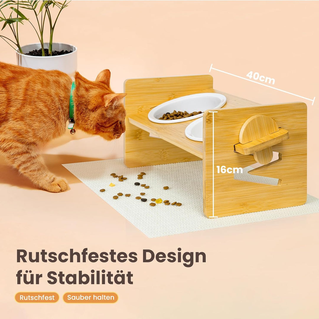 Katzennapf Erhöht, 15° gekippte Futternapf für Katzen, Futternapf Katze aus Keramik mit Antirutschma