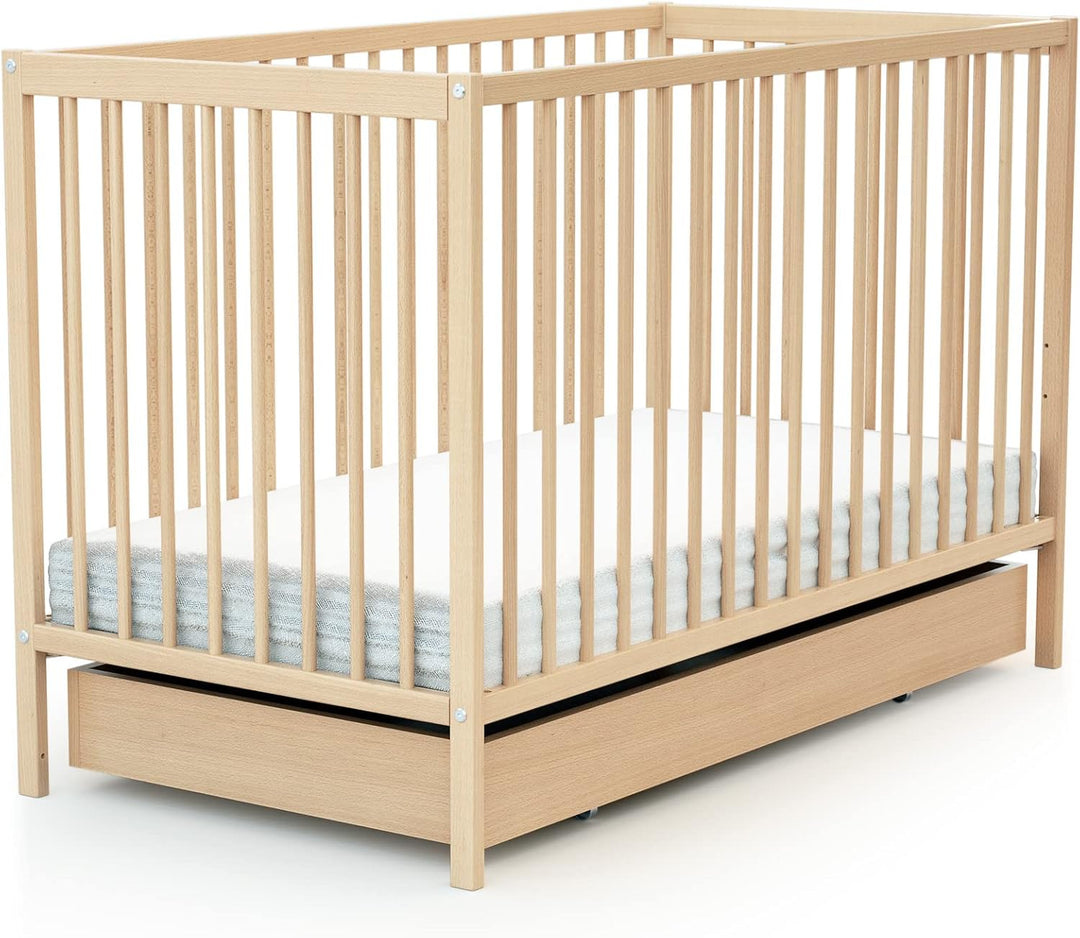 Webaby AT4 - Essentiel Bettschublade Lackierte Buche | Für Babybett 60x120 cm | Universelle Holzschu