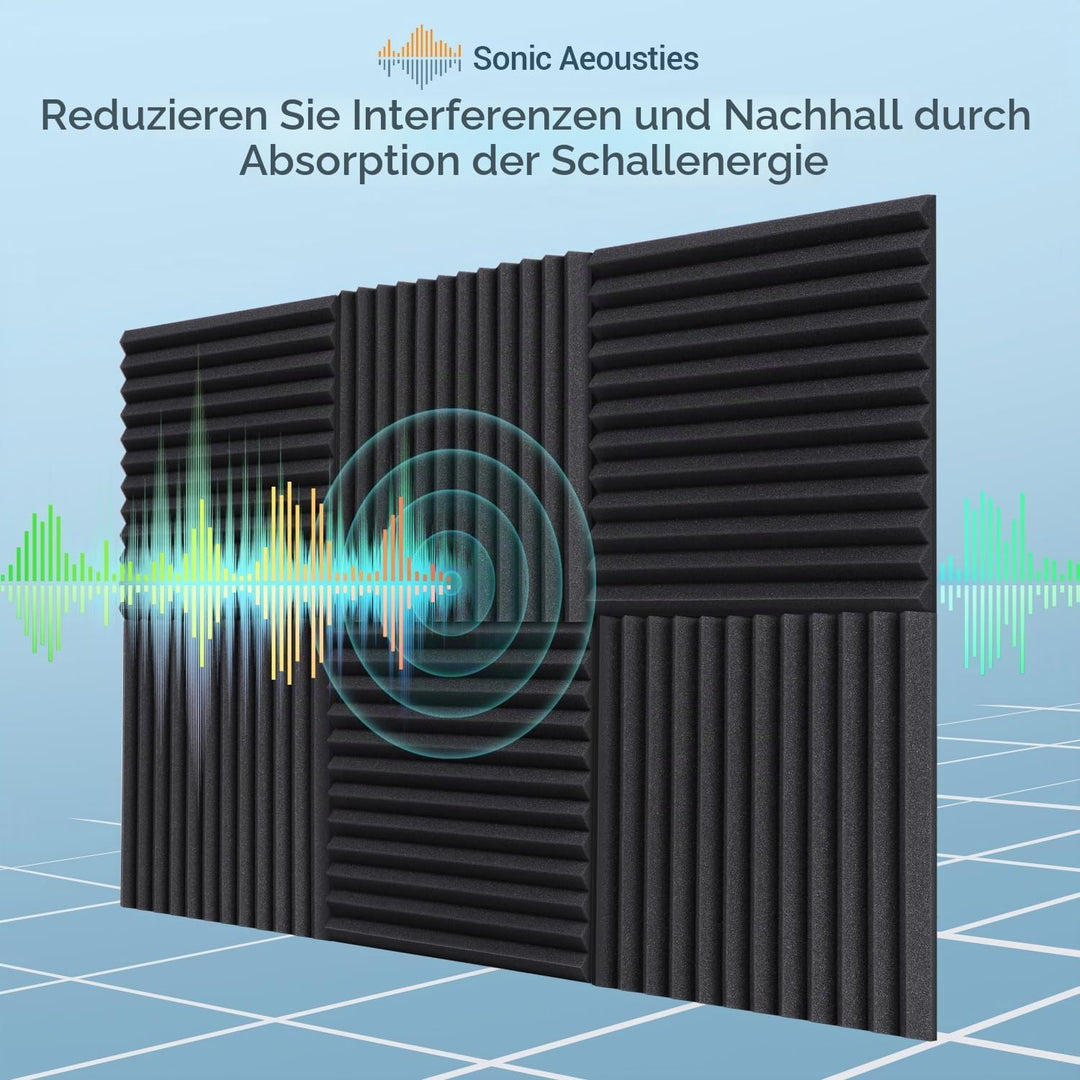Ohuhu Schallschutzplatten 60 Stück mit Aufkleber, 30 x 30 x 2,5 cm Akustikschaumstoff Schallschutz S