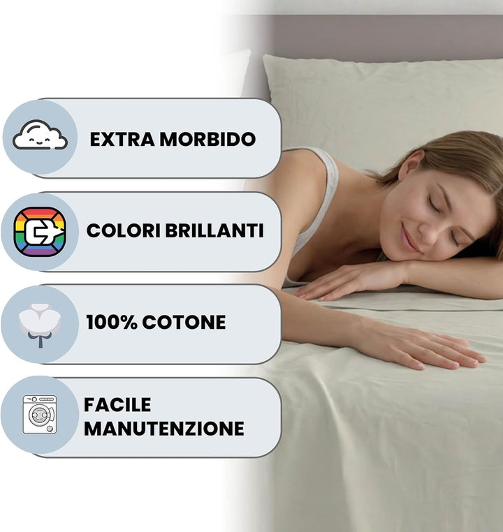 Italian Bed Linen Max Color Bettwäsche-Set, Creme, Doppelte, Creme