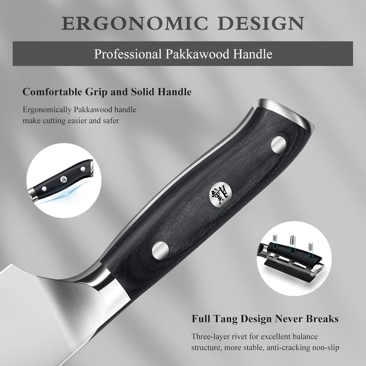 SHAN ZU Küchenmesser Kochmesser Profi Messer, Chefmesser 20cm Deutscher Edelstahl Extra Scharfe Mess