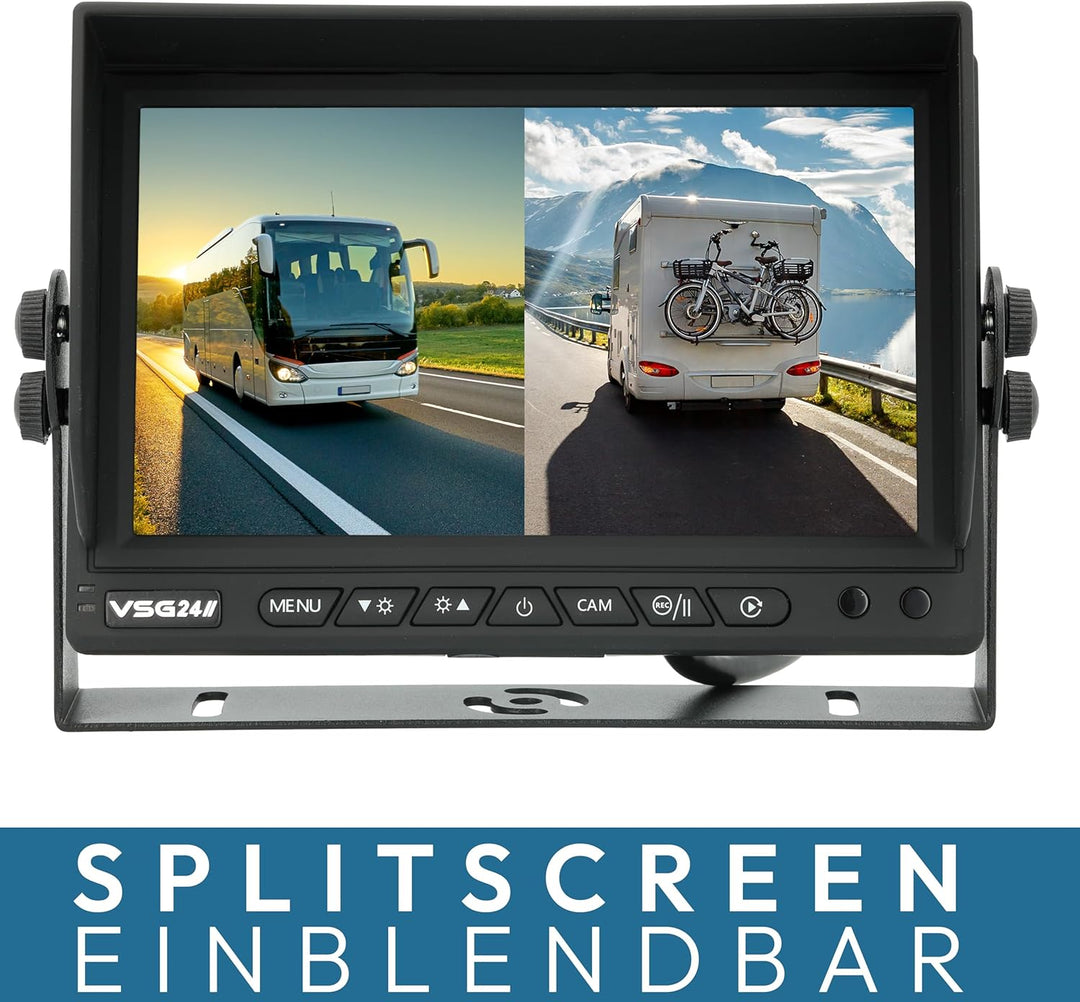 VSG24 Rückfahrkamera 7" HD Starter-Set inkl. Kamera, Monitor, Kabel - Wasserdicht Nachtsicht 12V-24V