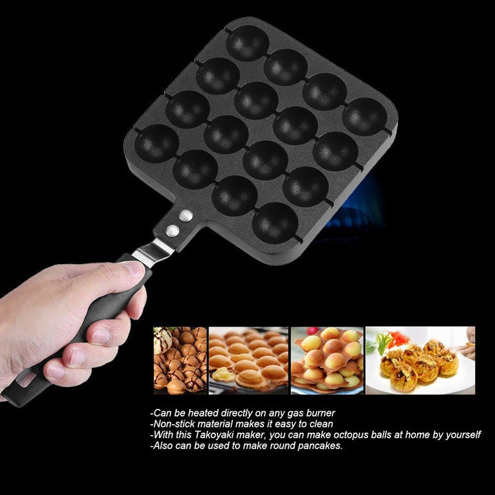 Natudeco 16-Loch-Gusseisen-Takoyaki-Pfanne Gusseisen-Pfanne Antihaft-Takoyaki-Pfanne Kochform Tablet