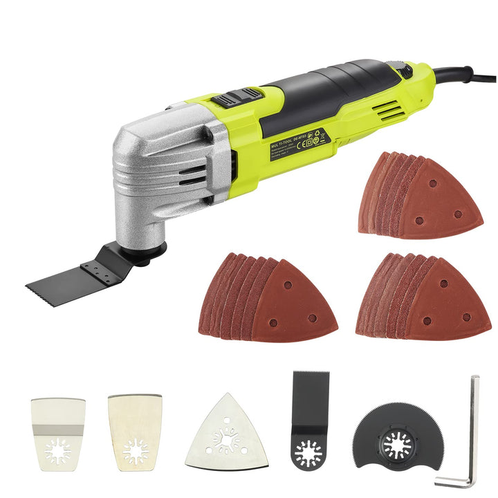 Oszillierendes Multifunktionswerkzeug, DEWINNER 300 W, 0–23000 OPM, mit Zubehör-Set mit Sägeblatt, S