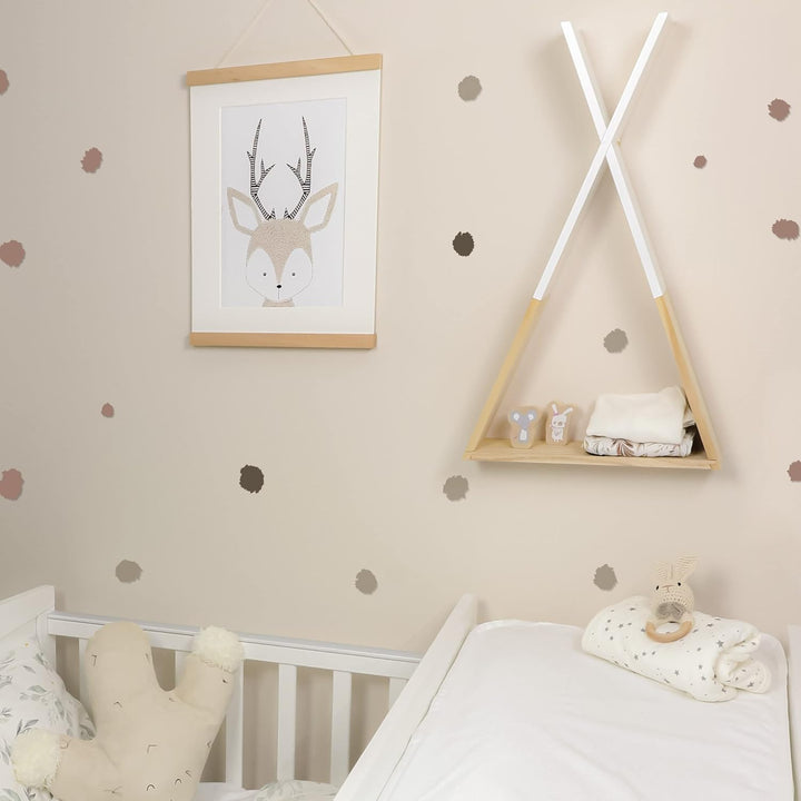 Puckdaddy Wandregal Hugo im Tipi-Design, Natur & Weiss, Dekoratives Regal für Baby- und Kinderzimmer