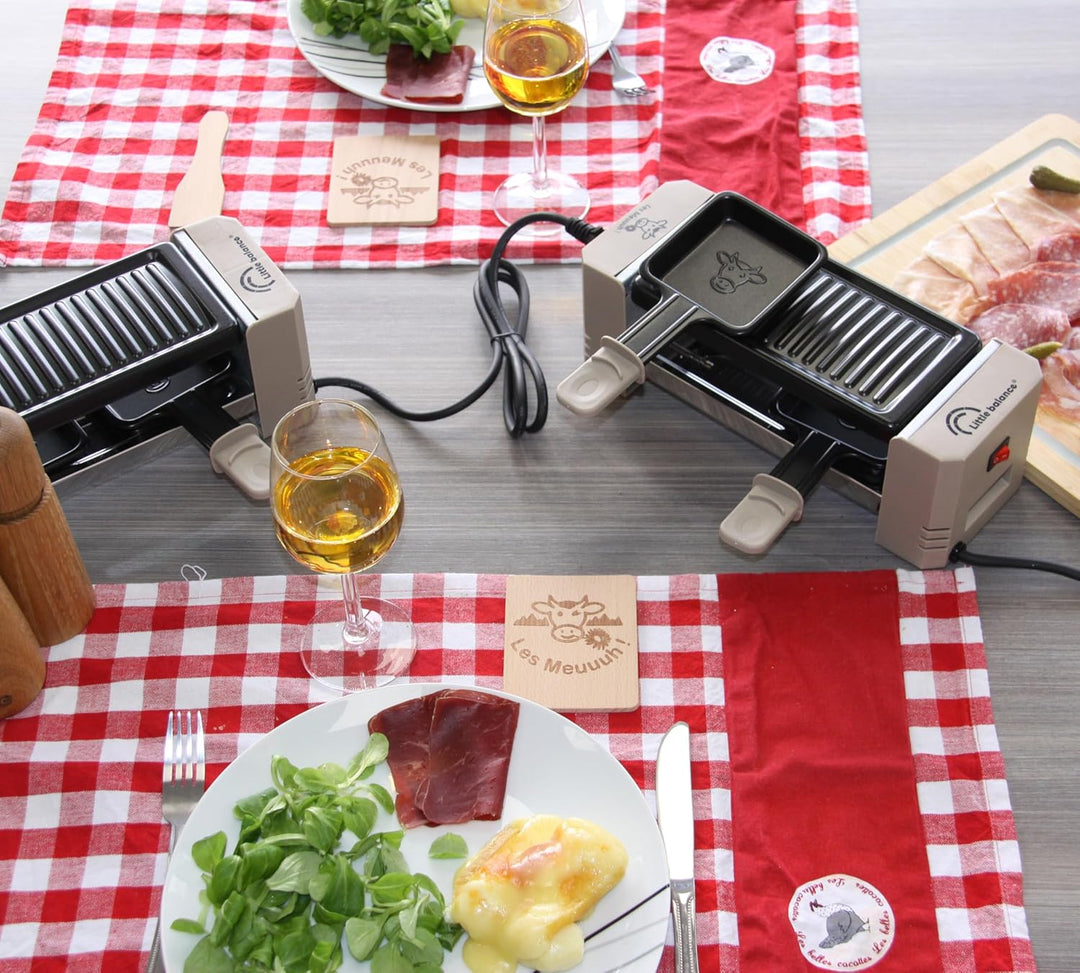 LITTLE BALANCE 8763 Happy Connect 2 Mouuuh…!, Raclette für 1 oder 2 Personen, Serienmontage von 4 Ge