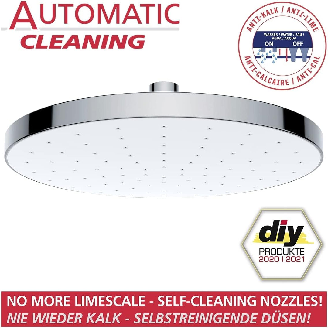 WENKO Regenduschkopf Automatic Cleaning - Anti-Kalk Universal-Kopfbrause mit automatischem Reinigung