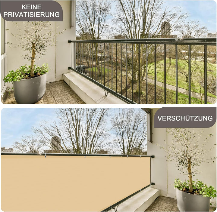 SUNNY GUARD Balkon Sichtschutz Wetterfest 90x500cm Balkonverkleidung Balkonabdeckung Balkonumspannun