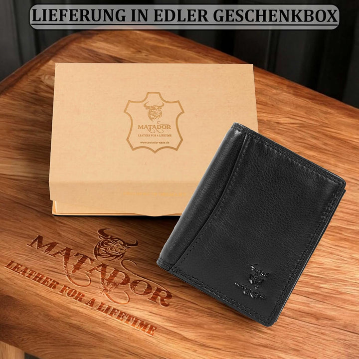 MATADOR Kartenetui Herren Leder 'Milano mit Geheimfach & Mini Münzfach | Minimalist Wallet Cardholde