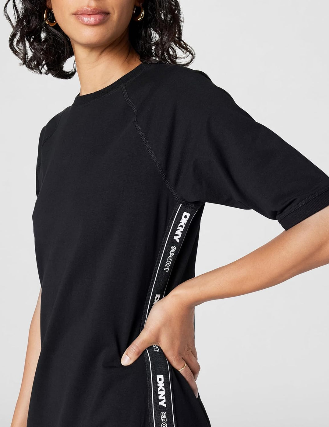 DKNY Damen Dropout Logo Sneaker Dress Lssiges Kleid M Schwarz, M Schwarz