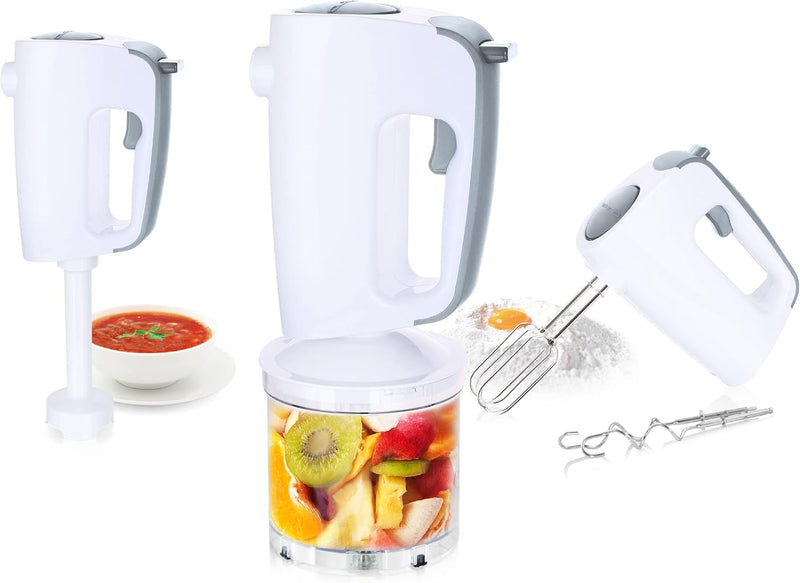 Emerio Handmixer-Set mit revolutionärem 1-Finger-Speed-Control, Quirl Mixer Zerkleinerer, 3in1, kind