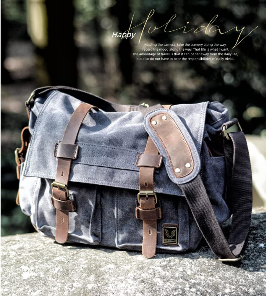 Eysee® Herren Canvas Schultertasche Umhängertasche 33cm (L) X 27cm(H) X 11cm(W) (Grau), Grau