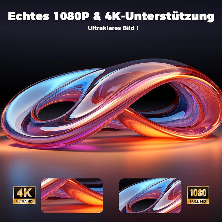 Beamer-4K [Kompatibel mit Netflix & Offizielle App] 2026 Neuer 1080PHD Mini-Smart Beamer-Heimkino mi