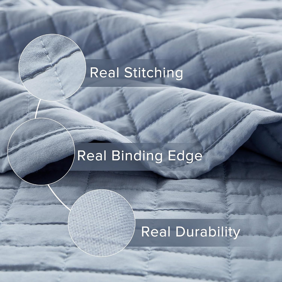 Comfort Spaces Kienna Steppdecken-Set – luxuriöses doppelseitiges Steppdesign Ganzjährig, leicht, Ta