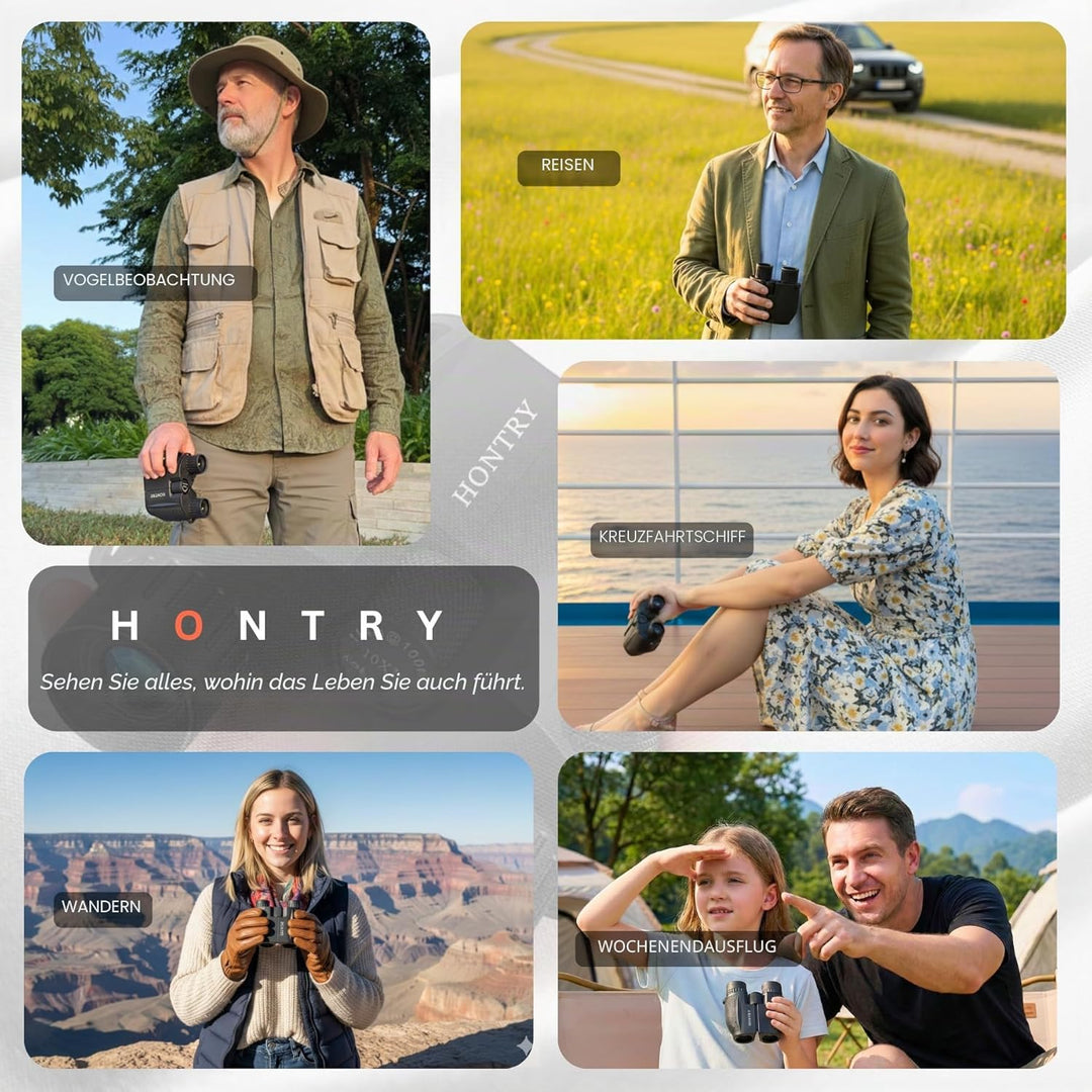 Hontry Fernglas für Erwachsene und Kinder, Kompakt Fernglas 10x25 für Vogelbeobachtung, Theater und