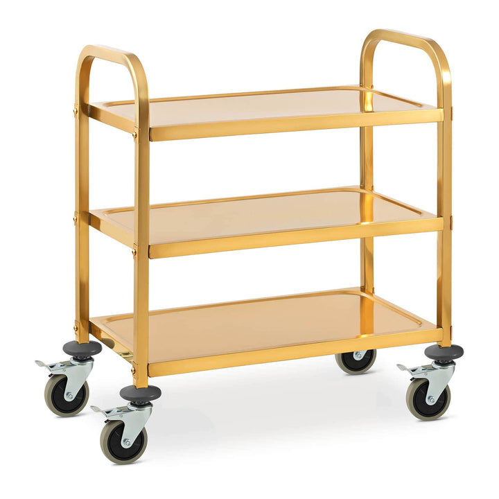 Royal Catering RCSW 2.1G Servierwagen 3 Borde 300 kg Küchenwagen Edelstahl Küchenrollwagen Servierwa