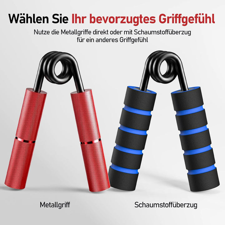 FitBeast Griffkrafttrainer Set, 6er Aluminium-Grifftrainer, Unterarmtrainer & Handgelenktrainer, Han