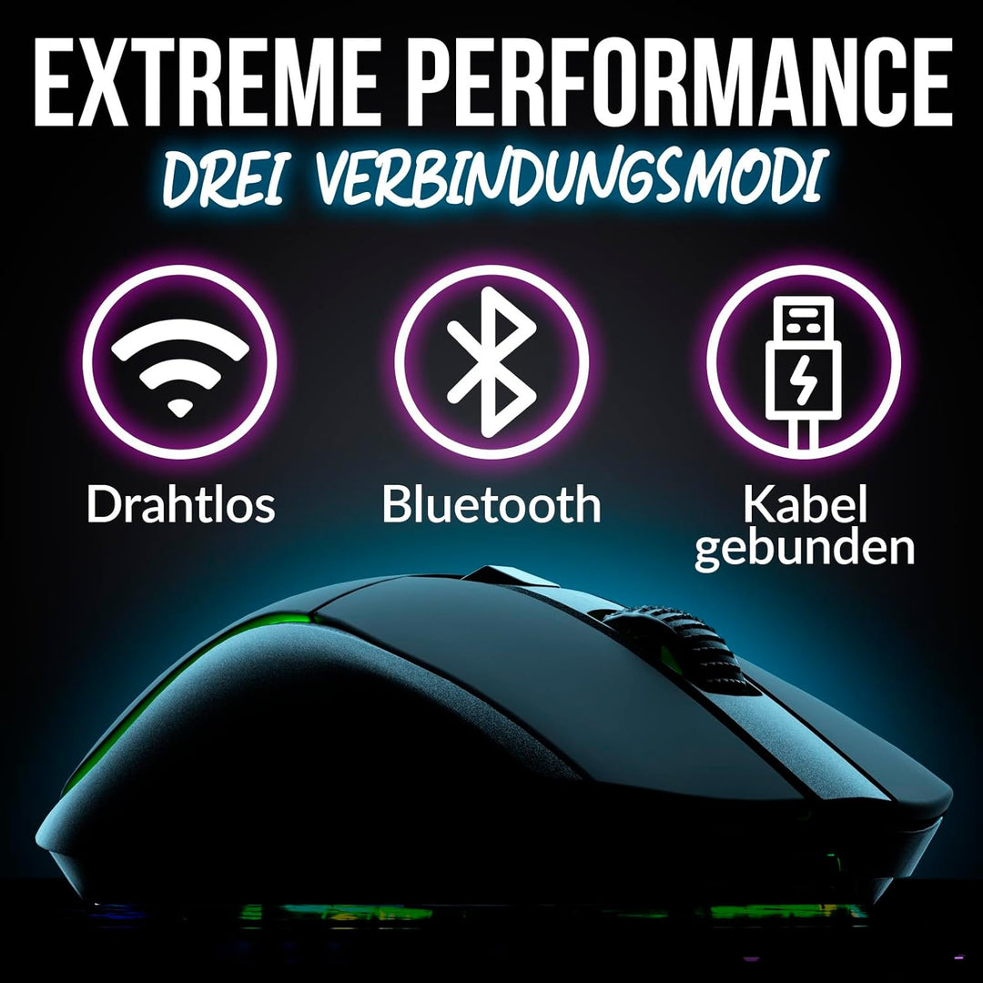 KLIM Blaze Y Wiederaufladbare kabellose Maus - NEU - Gaming Maus mit RGB und Ladestation - Hochpräzi