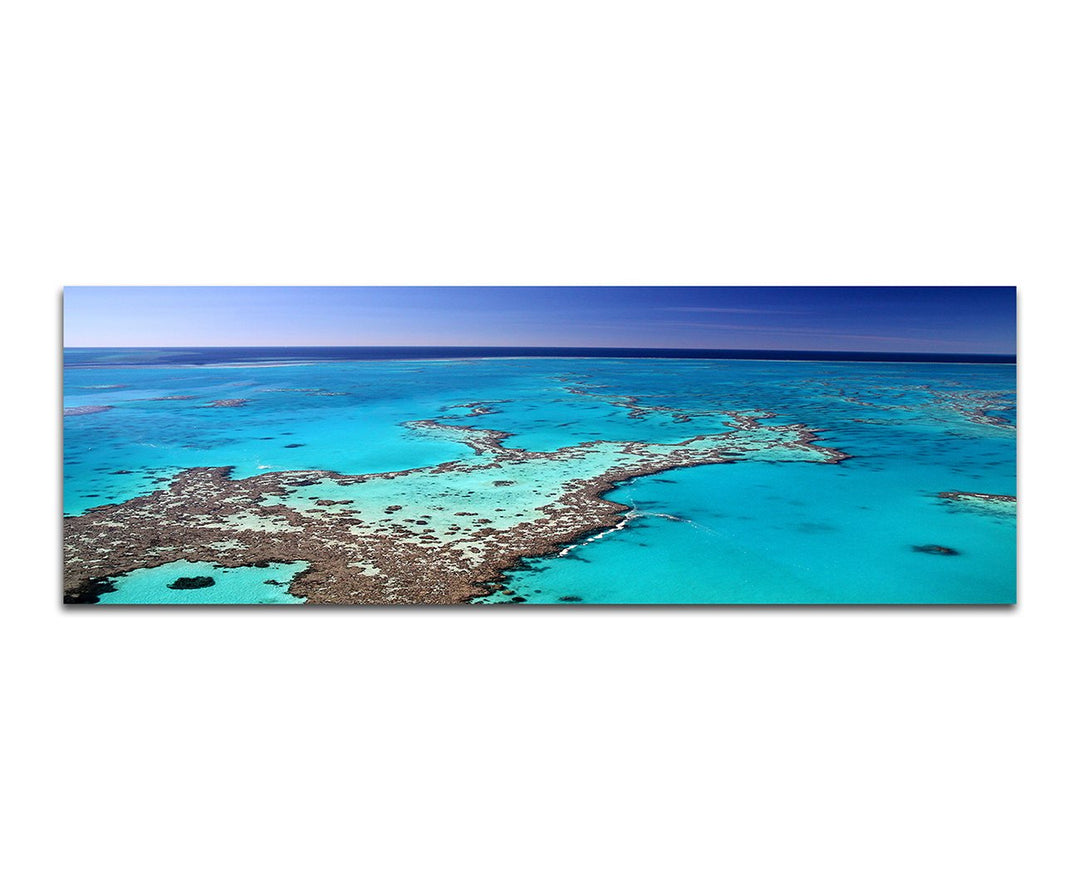 Paul Sinus Art Panoramabild auf Leinwand und Keilrahmen 150x50cm Great Barrier Riff Meer Insel