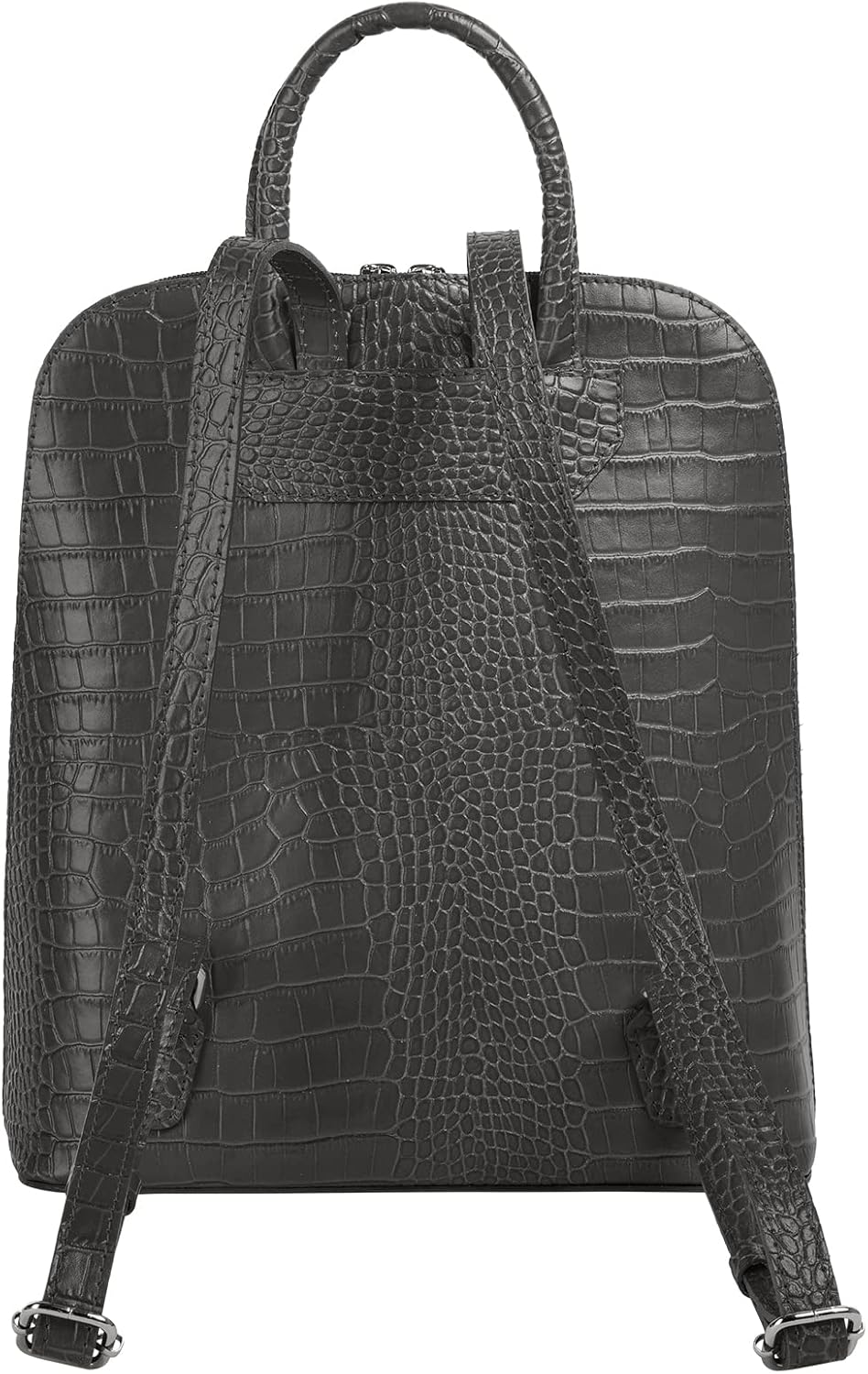 Rucksack Echt Leder Damen | Made in Italy, Smartphonefach, Daypack aus Rindleder, Citybag im Kroko-L