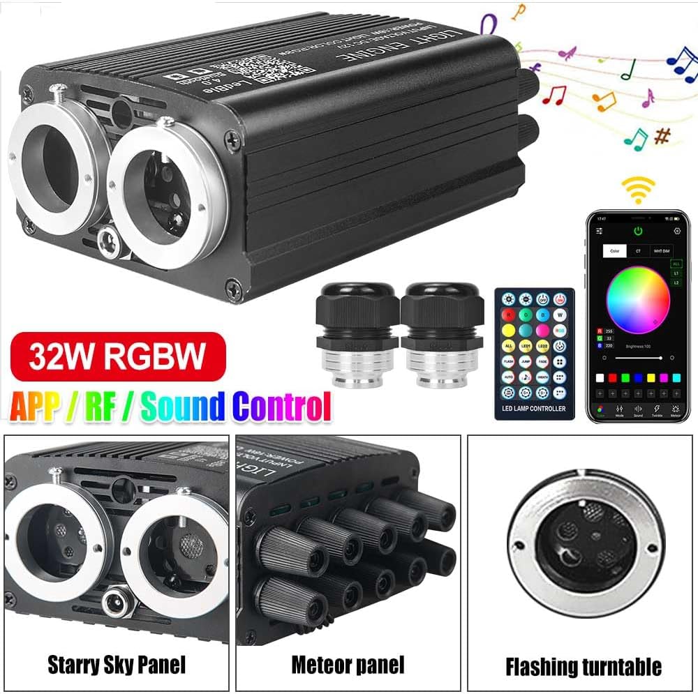1300pcs 13.1ft Fiberglas Starlight Light Kit für Auto, 32W RGB Meteor Farbe Bluetooth APP Control So