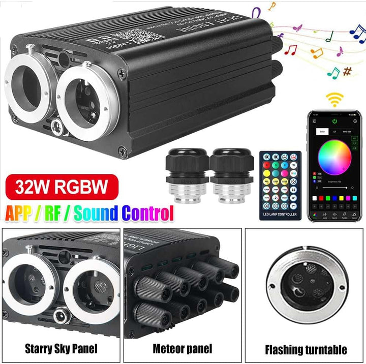 1300pcs 13.1ft Fiberglas Starlight Light Kit für Auto, 32W RGB Meteor Farbe Bluetooth APP Control So