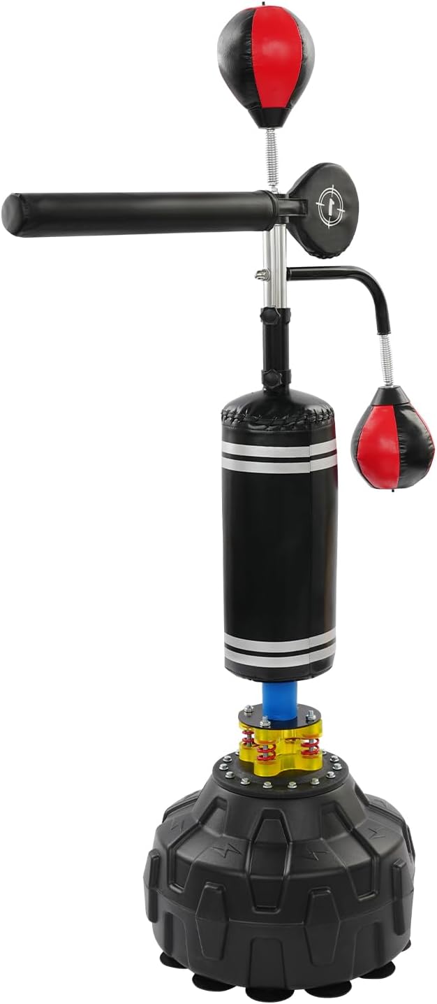 4 In 1 Punchingball &amp; Boxsack Stehend 160-210cm Höhenverstellbar Box Training mit 2 Speedbälle, 360°