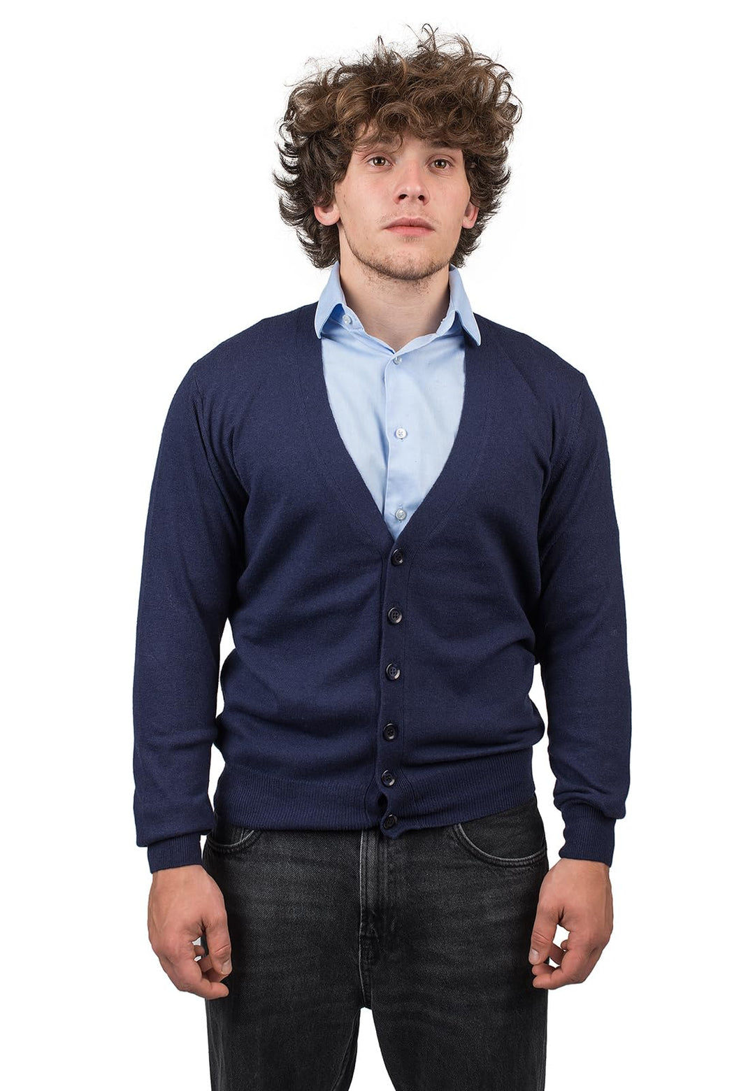 Dalle Piane Cashmere - Strickjacke aus gemischtem Kaschmir, Made in Italy - Herren XL Blau, XL Blau