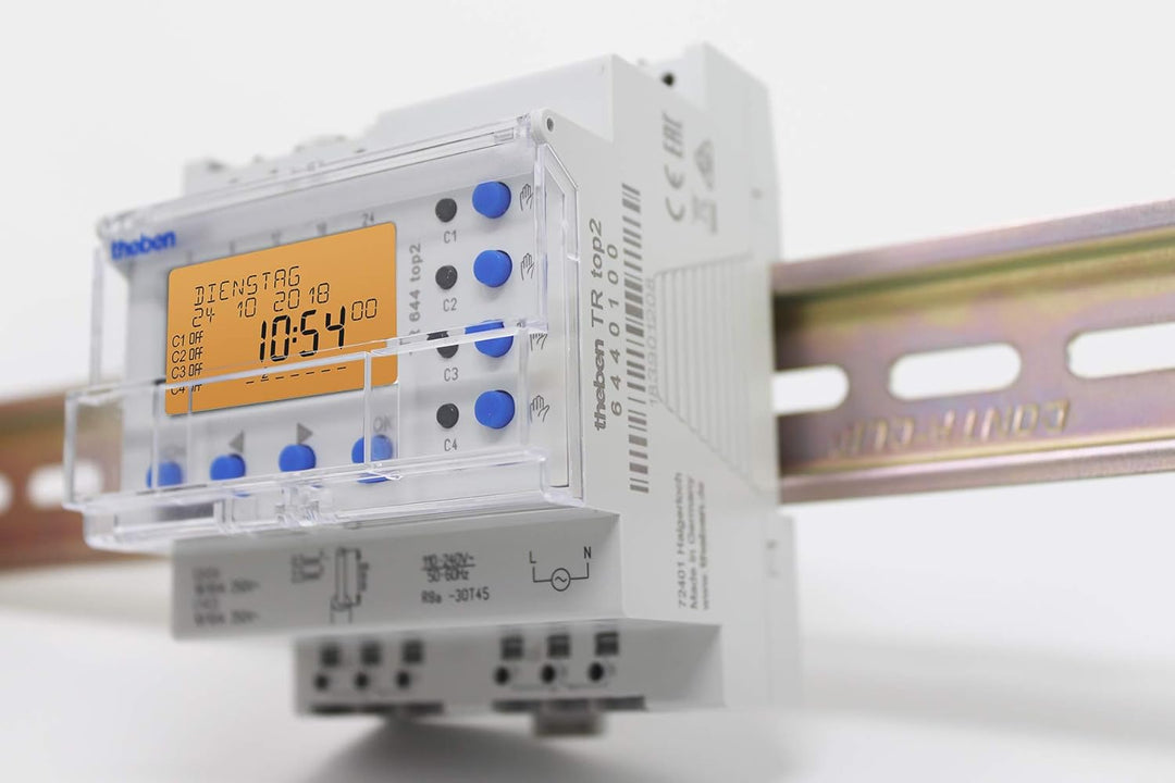 Theben 6440100 TR644 top2 - Digitale 4-Kanal Zeitschaltuhr mit Jahres- und Astro-Programm, sowie 4 e