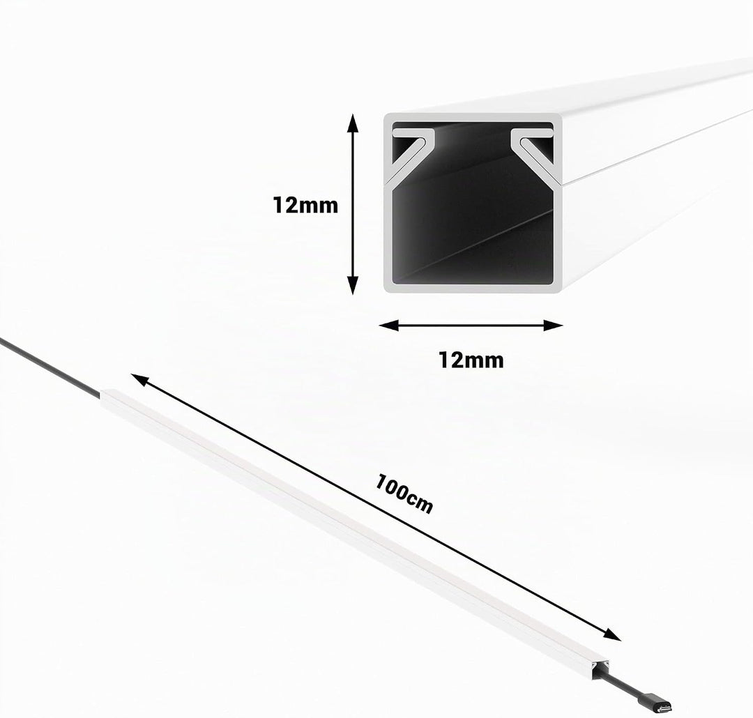 CILSON Kabelkanal 20 m | 20x 1 m Lang, 12x12 mm Breite x Höhe, Weiss, Selbstklebend, Wand- und Decke
