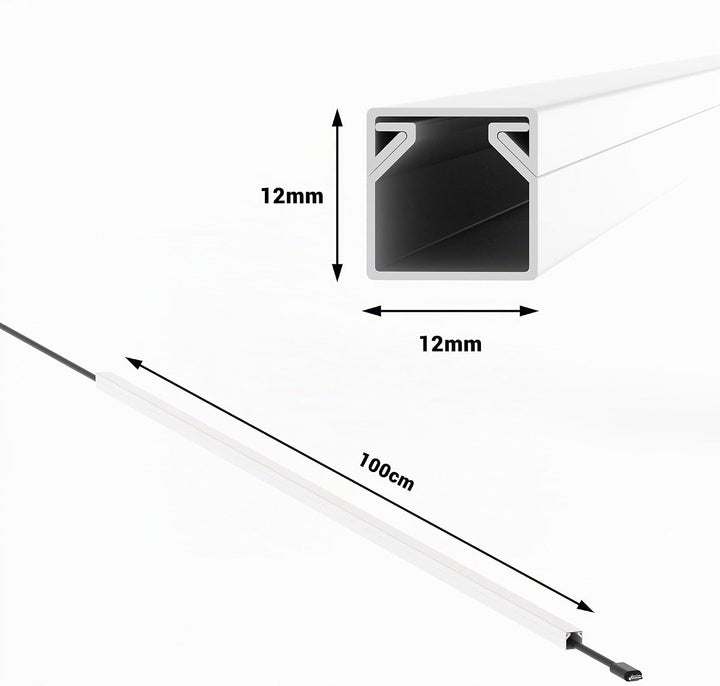 CILSON Kabelkanal 20 m | 20x 1 m Lang, 12x12 mm Breite x Höhe, Weiss, Selbstklebend, Wand- und Decke