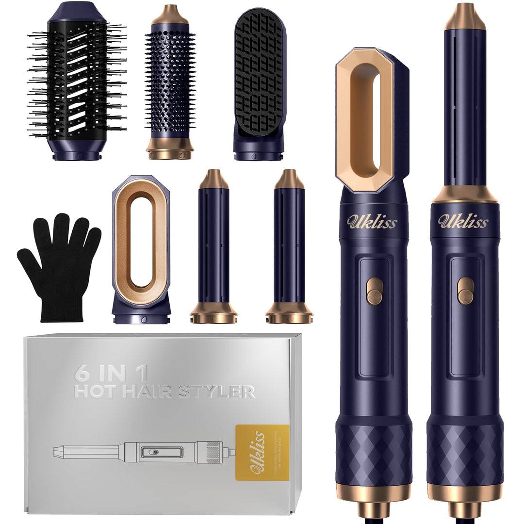 UKLISS Haarstyler 6 in 1, Hairstyler &amp; Haartrockner mit Airflow Lockenbürste Auto, Hair Dryer Brush,