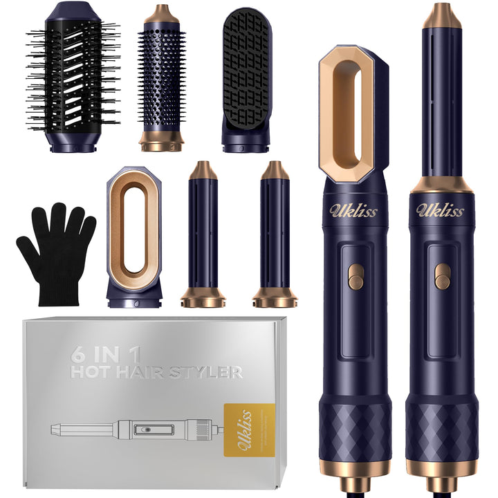 UKLISS Haarstyler 6 in 1, Hairstyler &amp; Haartrockner mit Airflow Lockenbürste Auto, Hair Dryer Brush,