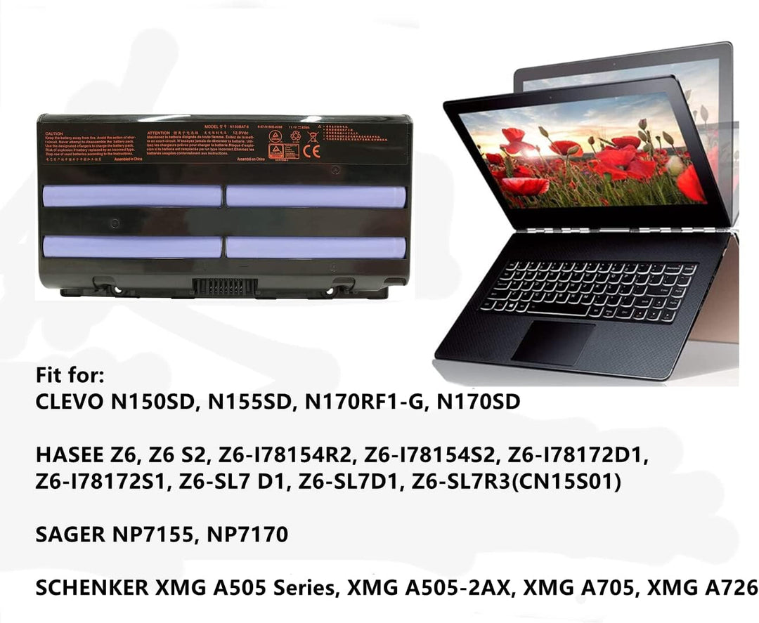 AKKEE N150BAT-6 Laptop Akku für Clevo N150 N150SD N155SD N170SD N170RF1-G Sager NP7155 NP7170 MVGOS