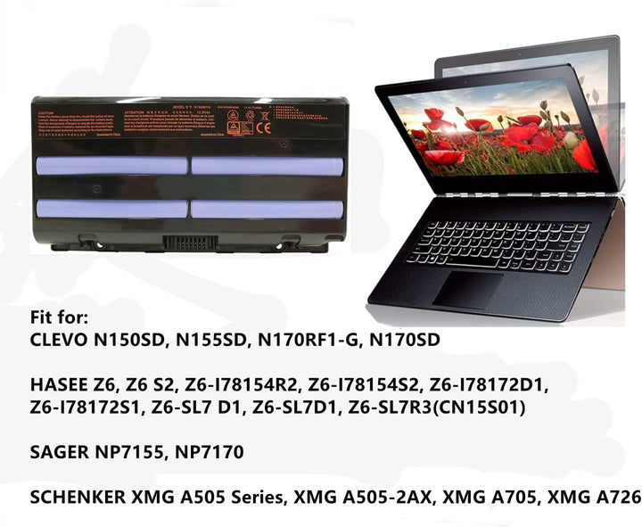 AKKEE N150BAT-6 Laptop Akku für Clevo N150 N150SD N155SD N170SD N170RF1-G Sager NP7155 NP7170 MVGOS