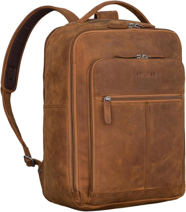 STILORD 'Gordon' Rucksack Leder Herren und Damen Messenger Rucksack Laptop 17 Zoll Lederrucksack Dam