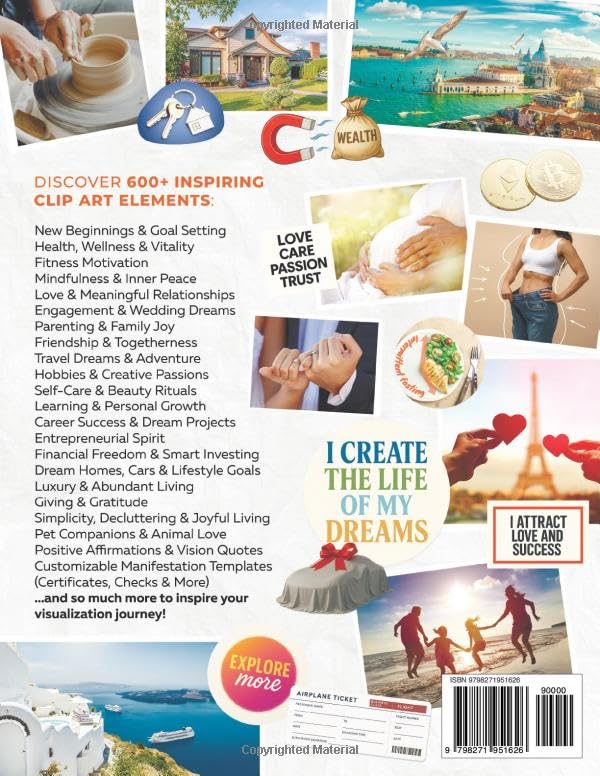 Vision Board Clip Art Book: 600+ Inspiring Images, Powerful Affirmations, Quotes & Words | Visual Su