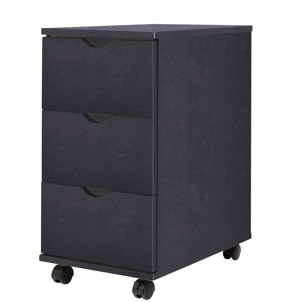 vidaXL Schubladenelement Rollen 33x45x60cm Schwarz Rollcontainer Büroschrank, Schwarz