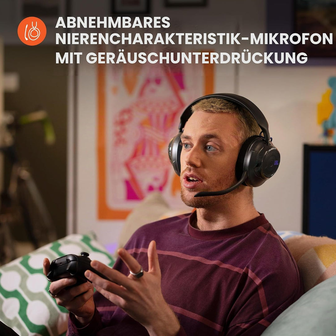 JBL Quantum 520, Kabelloses Multiplattform-Gaming-Over-Ear-Headset, Schwarz, Schwarz