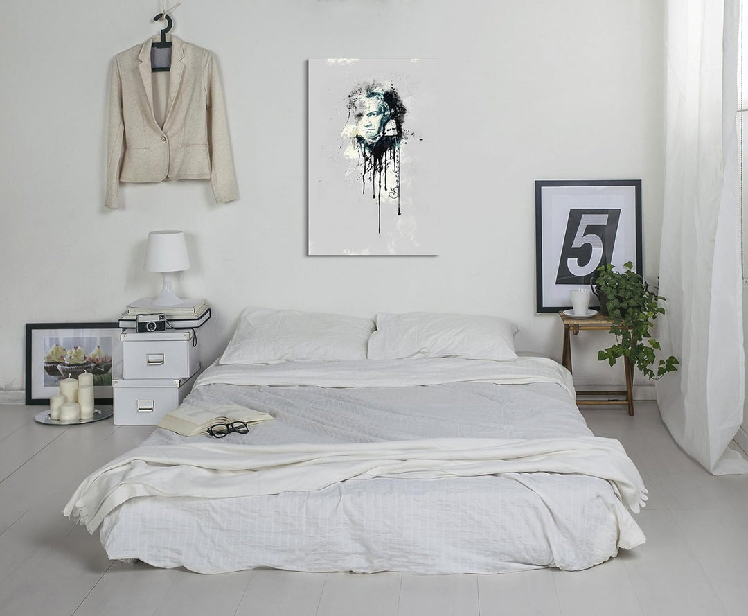 Paul Sinus Art Ludwig Van Beethoven 90x 60cm Keilrahmenbild Kunstbild Aquarell Art Wandbild auf Lein