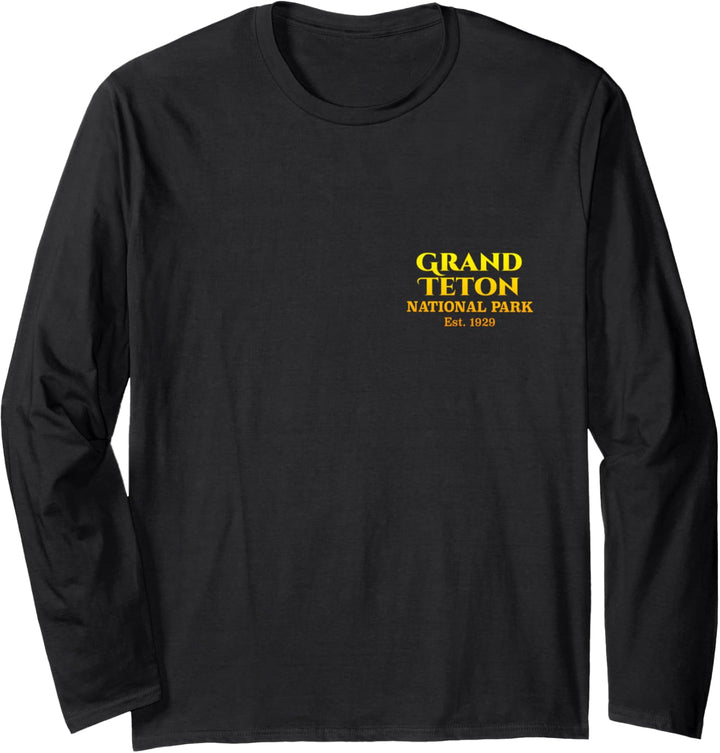 Grand Teton National Park Wyoming Pocket Logo 2-seitig Langarmshirt