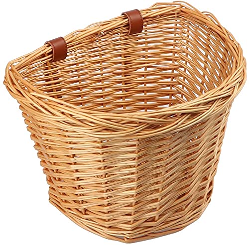 AVASTA Fahrradkorb aus Weidengeflecht für Fahrräder für Erwachsene, handgewebter vorderer Lenker-Auf