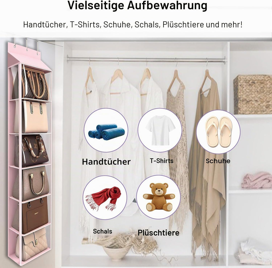 Lirex Geldbörsen-Organizer, 6 Taschen Handtaschen-Organizer mit Reissverschluss zum Aufhängen, für S