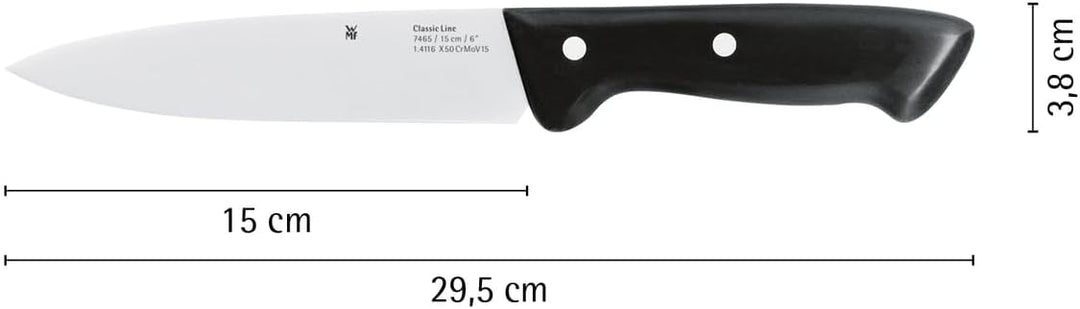 WMF Classic Line Kochmesser 29 cm, Spezialklingenstahl, Kunststoffgriff, Klinge 15 cm