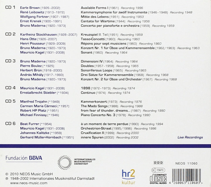 Darmstadt Aural Documents · Box 1, Audio-CD